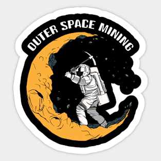 Outer Space Mining - Funny Moon Cryptocurrency Rocket E-cash Sticker